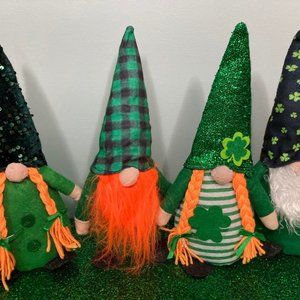Set of 4 St Patrick’s Day Gnomes 14” tall NEW